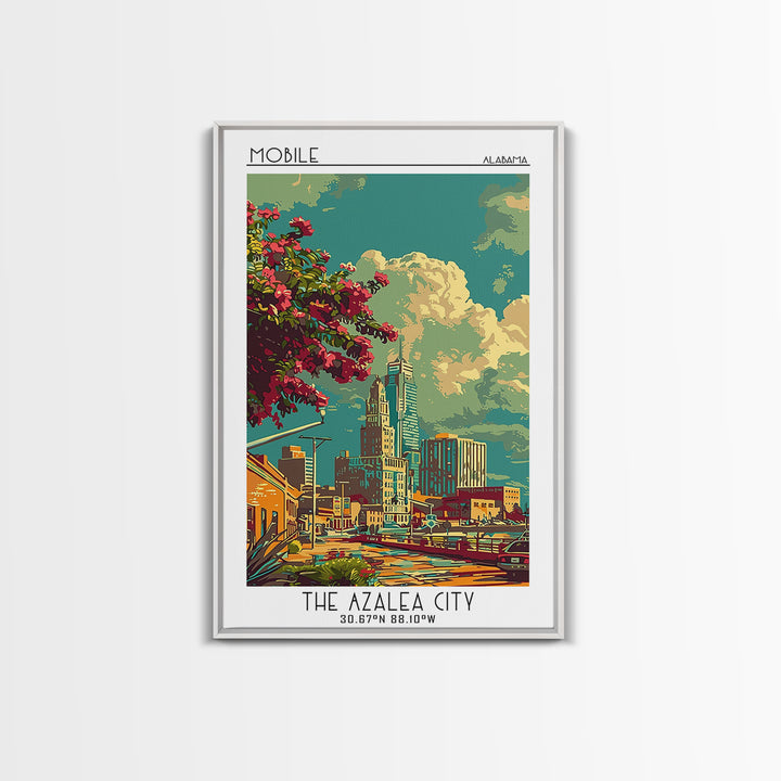 Mobile Travel Poster, Canvas Print, Travel Art Print, Modern Wall Decor, Art Print, Travel Prints, Colorful Wall Art, City Art Print