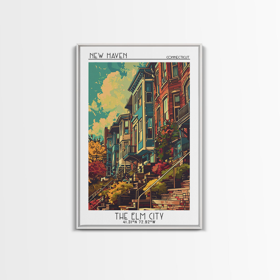New Haven Travel Poster, Canvas Print, City Travel Poster, Vintage City Poster, Landscape Art, Travel Wall Art, Mid Century Wall Art