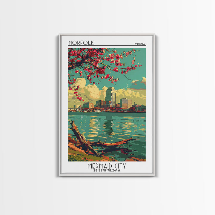 Norfolk Travel Poster, Framed Canvas Print, City Travel Poster, Travel Wall Art, Living Room Wall Art, Home Office Decor, Poster Art