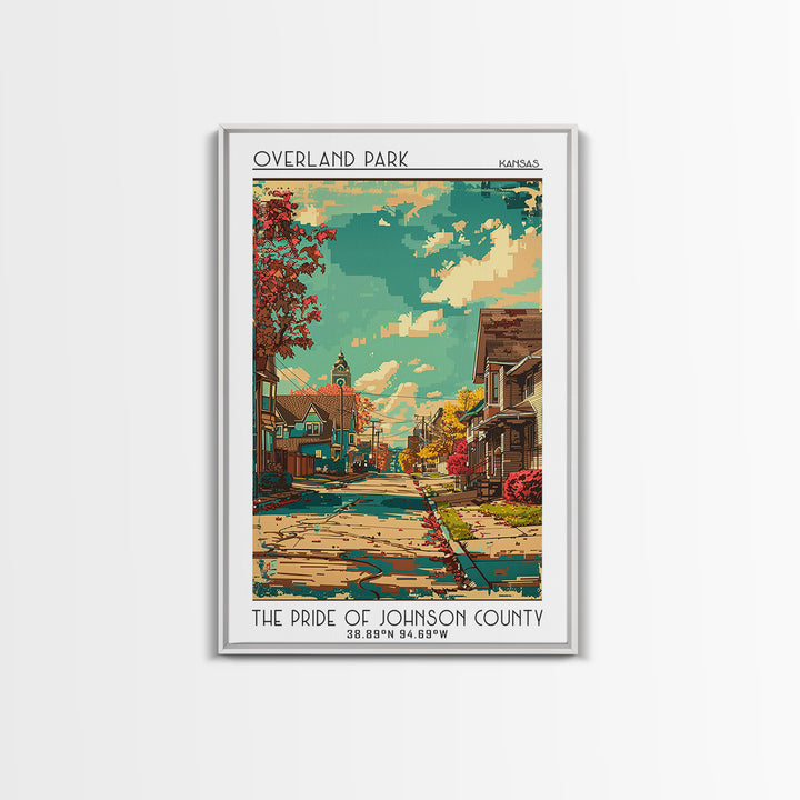 Overland Park Travel Poster, Framed Canvas Print, Vintage Travel Print, City Wall Art, Travel Posters, Travel Prints, City Art Print