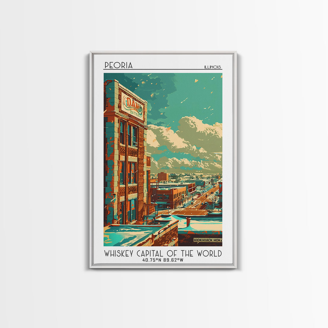 Peoria Illinois Travel Poster, Canvas Print, City Travel Poster, Travel Wall Decor, Retro Travel Poster, Gallery Wall Set, Art Print