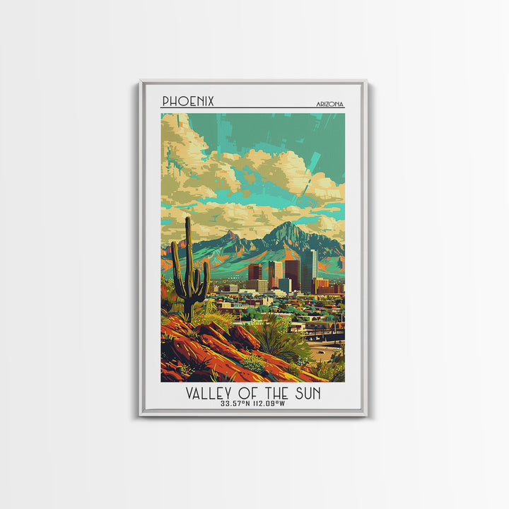 Phoenix Travel Poster, Framed Canvas Print, Vintage Travel Print, City Wall Art, Minimalist Poster, Travel Posters, Travel Art Print