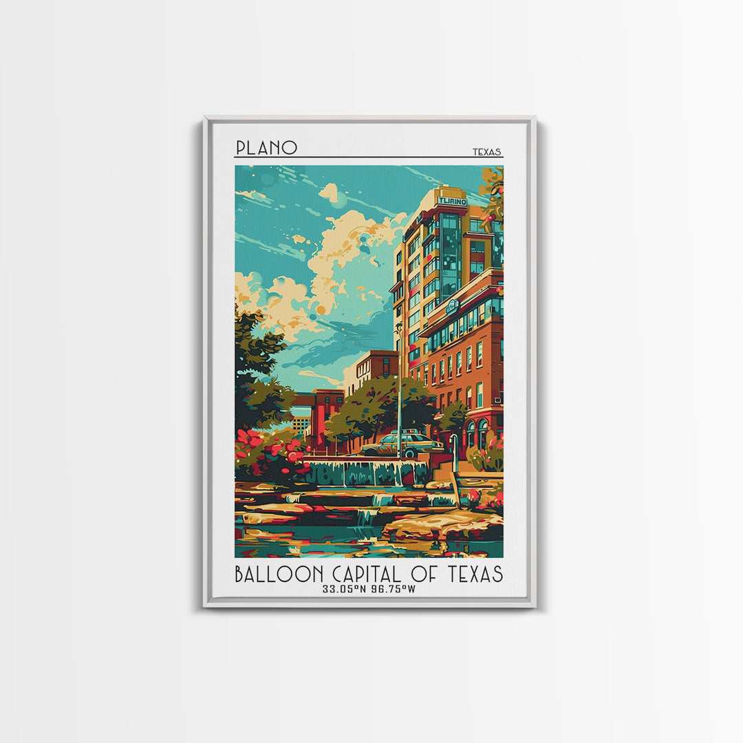 Plano Travel Poster, Canvas Print, Retro Travel Poster, City Wall Art, Travel Decor, Poster Art, Gallery Wall Set, Travel Wall Decor