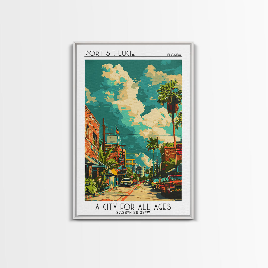 Port St Lucie Travel Poster, Canvas Print, Travel Wall Decor, Minimalist Poster, Living Room Wall Art, Retro Wall Art, City Wall Art