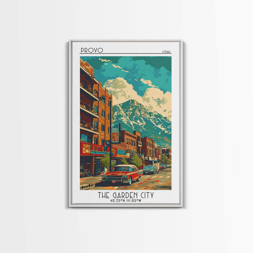 Provo Travel Poster, Canvas Print, Retro Wall Art, Travel Print, Mid Century Wall Art, Art Print, City Art Print, City Travel Poster