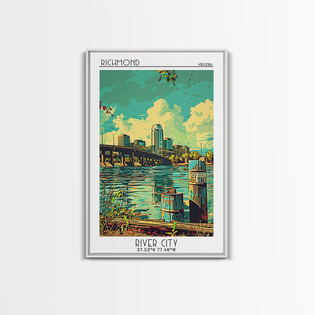 Richmond Virginia Travel Poster, Framed Canvas Print, Poster Print, Travel Wall Art, Home Office Decor, Travel Print, Travel Posters
