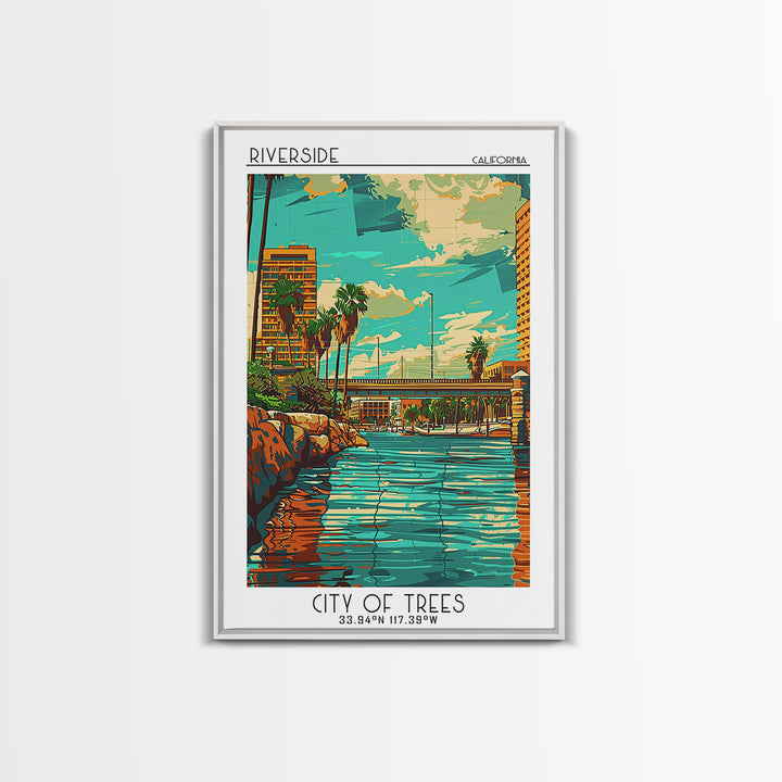 Riverside Travel Poster, Framed Canvas Print, Travel Prints, Landscape Art, Vintage Travel Art, City Travel Poster, Gallery Wall Set