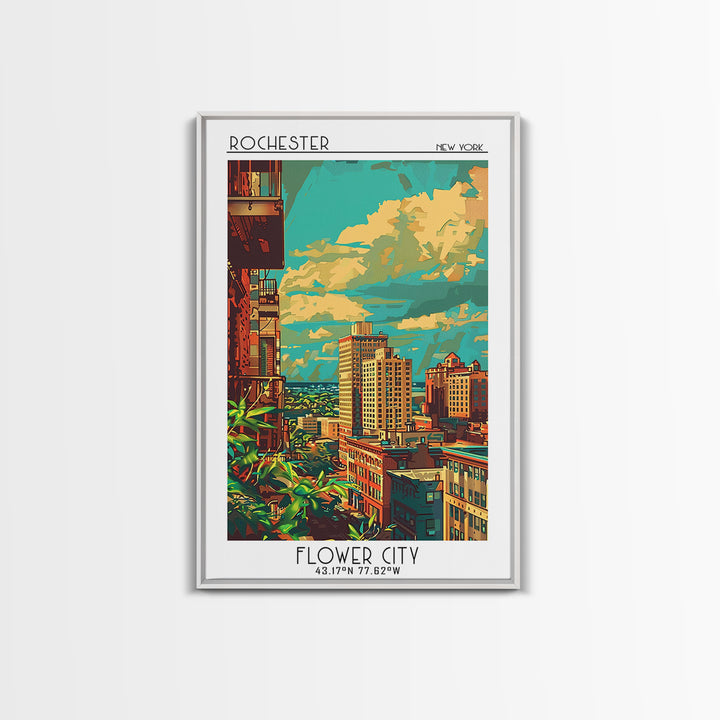 Rochester New York Travel Poster, Canvas Print, Travel Wall Art, City Wall Art, Vintage Travel, City Art Print, Living Room Wall Art