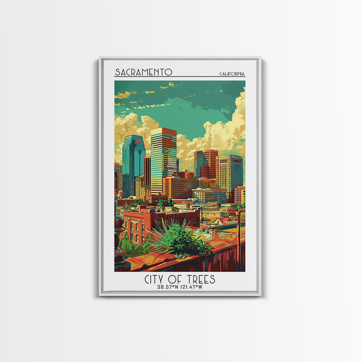 Sacramento Travel Poster, Framed Canvas Print, Travel Wall Art, City Wall Art, Wanderlust Gift, Gallery Wall Set, City Travel Poster