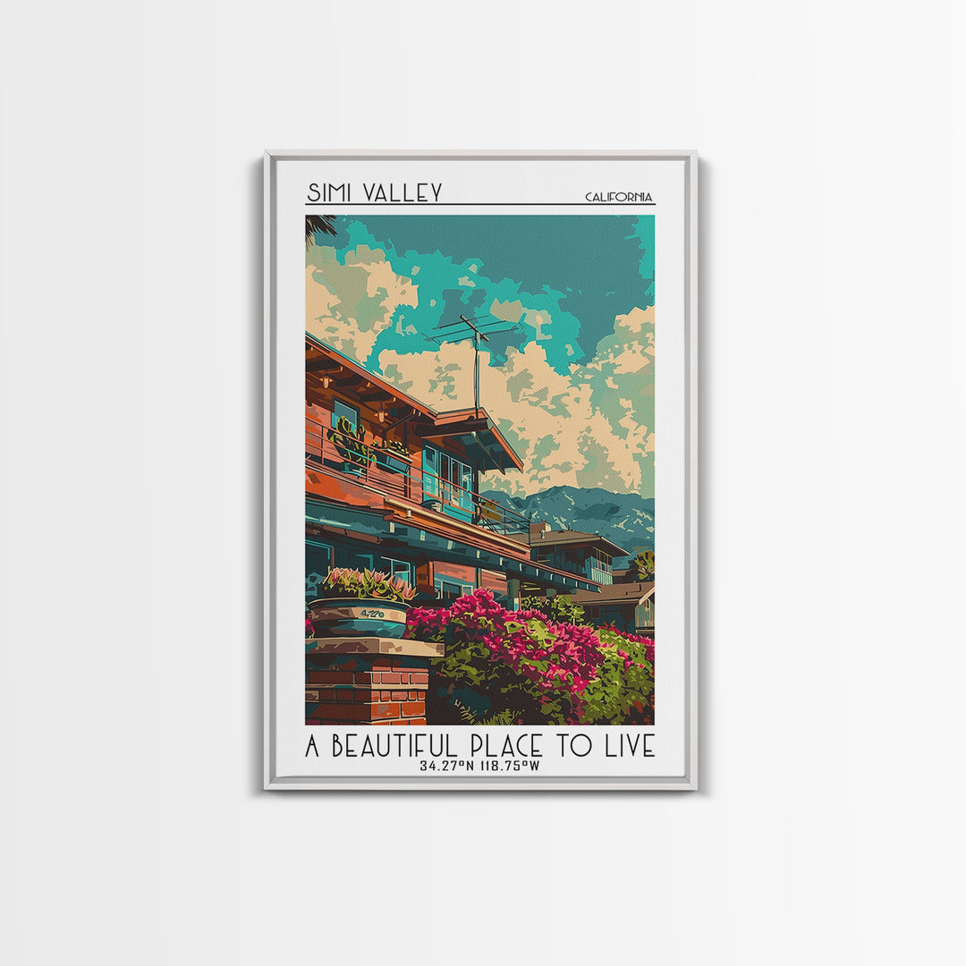 Simi Valley Travel Poster, Canvas Print, Travel Wall Decor, Minimalist Poster, Mid Century Wall Art, Gallery Wall Set, City Wall Art