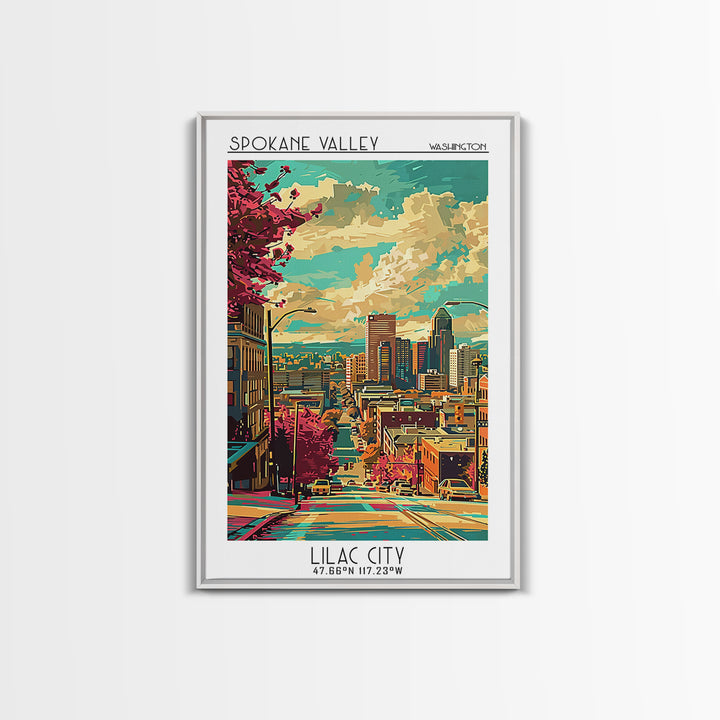 Spokane Valley Washington Travel Poster, Canvas Print, Vintage Travel Print, City Wall Art, Fine Art Print, Wall Art, Vintage Poster