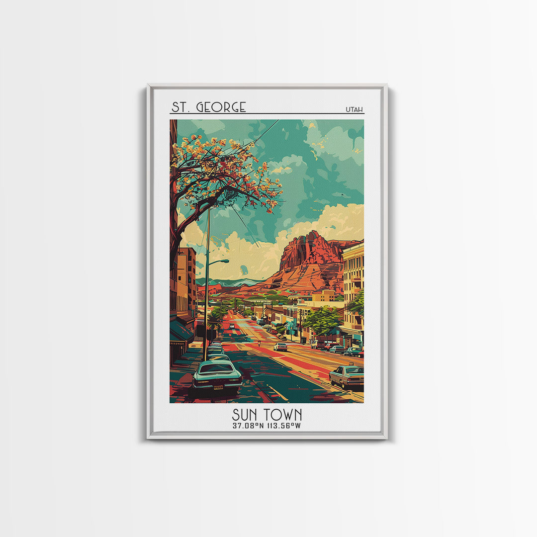 St George Travel Poster, Framed Canvas Print, City Travel Poster, Travel Wall Art, Home Office Decor, Travel Decor, Gallery Wall Set