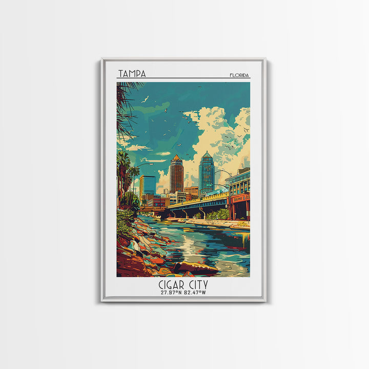 Tampa Travel Poster, Framed Canvas Print, Poster Print, Travel Wall Art, Modern Wall Decor, Art Print, Poster Art, City Illustration