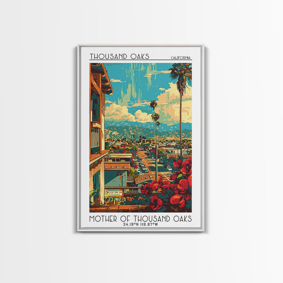 Thousand Oaks Travel Poster, Canvas Print, Retro Travel Poster, City Wall Art, Travel Wall Decor, Wanderlust Gift, Modern Wall Decor