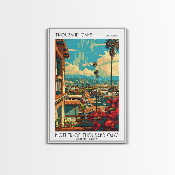 Thousand Oaks Travel Poster, Canvas Print, Retro Travel Poster, City Wall Art, Travel Wall Decor, Wanderlust Gift, Modern Wall Decor