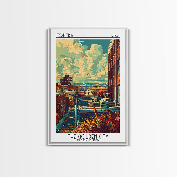 Topeka Travel Poster, Framed Canvas Print, City Travel Poster, Travel Wall Art, Poster Print, Travel Art Print, Watercolor Cityscape