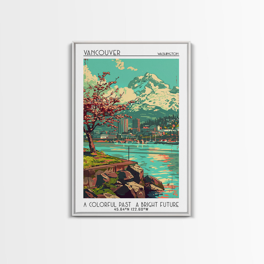 Vancouver Travel Poster, Framed Canvas Print, City Art Print, Travel Wall Art, City Travel Poster, Modern Wall Decor, Fine Art Print