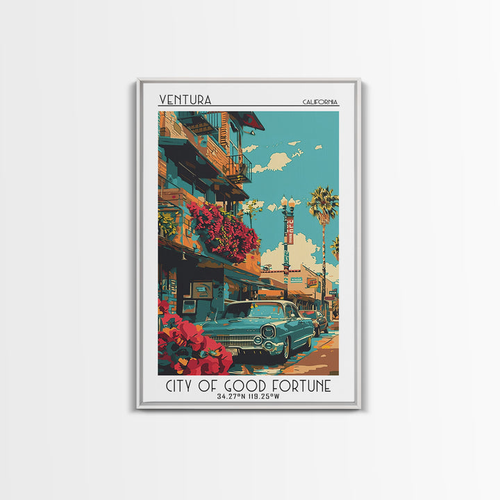 Ventura Travel Poster, Framed Canvas Print, Retro Wall Art, Travel Print, Poster Print, Vintage Travel Art, Travel Posters, Wall Art