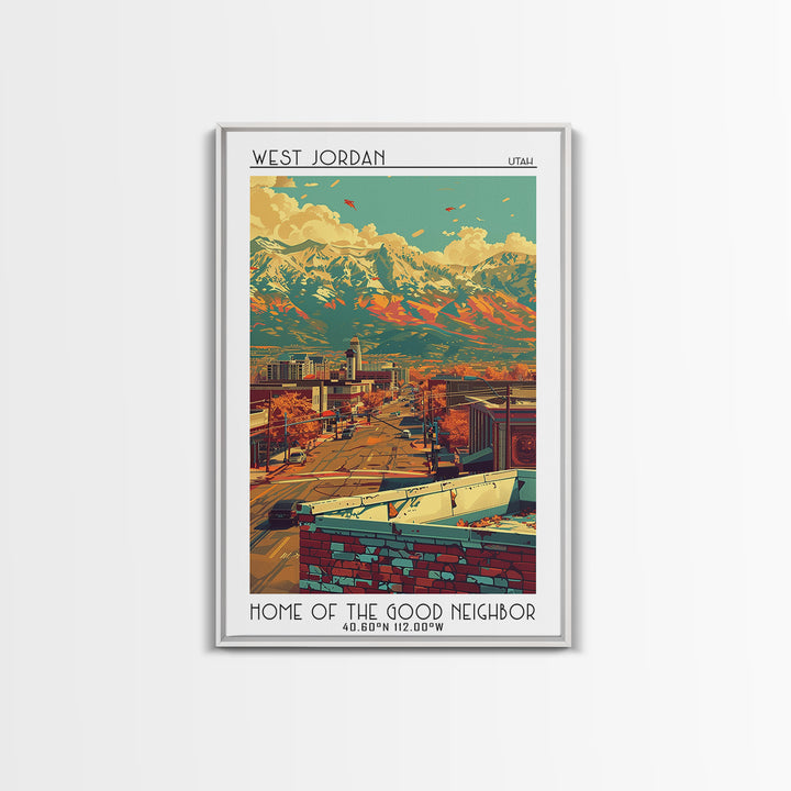 West Jordan Travel Poster, Canvas Print, Retro Travel Poster, City Wall Art, City Art Print, Travel Prints, Travel Decor, Poster Art