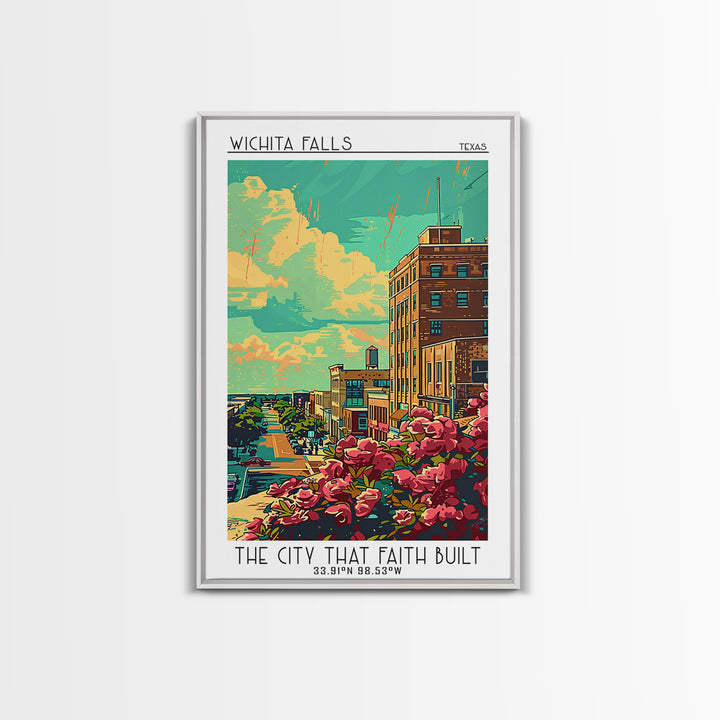 Wichita Falls Travel Poster, Canvas Print, Retro Wall Art, Travel Print, Travel Wall Decor, Art Print, Home Office Decor, Home Decor