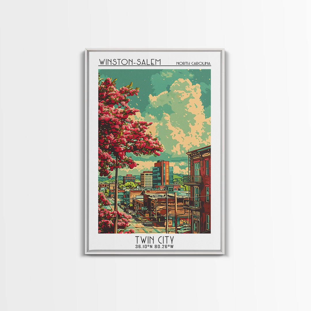 Winston-Salem Travel Poster, Framed Canvas Print, Travel Wall Decor, Minimalist Poster, Travel Prints, Home Office Decor, Home Decor