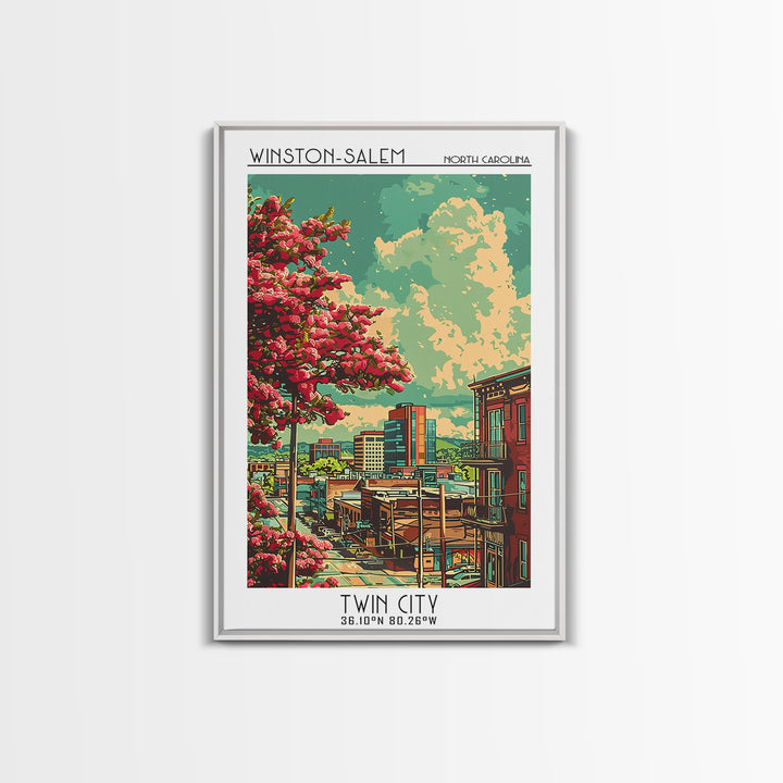 Winston-Salem Travel Poster, Framed Canvas Print, Travel Wall Decor, Minimalist Poster, Travel Prints, Home Office Decor, Home Decor