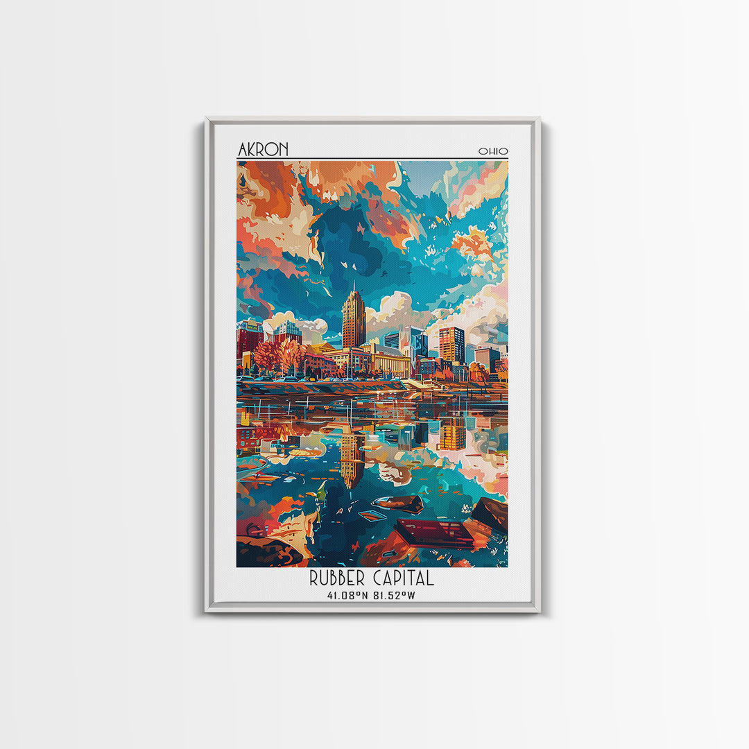 Akron Travel Poster, Canvas Print, Poster Print, Travel Wall Art, Gallery Wall Set, City Wall Art, Fine Art Print, Minimalist Poster
