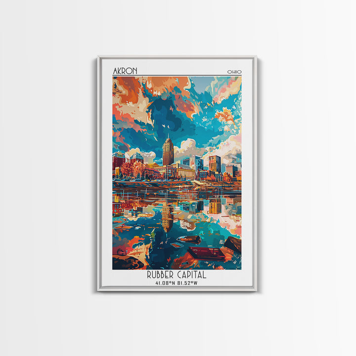 Akron Travel Poster, Canvas Print, Poster Print, Travel Wall Art, Gallery Wall Set, City Wall Art, Fine Art Print, Minimalist Poster