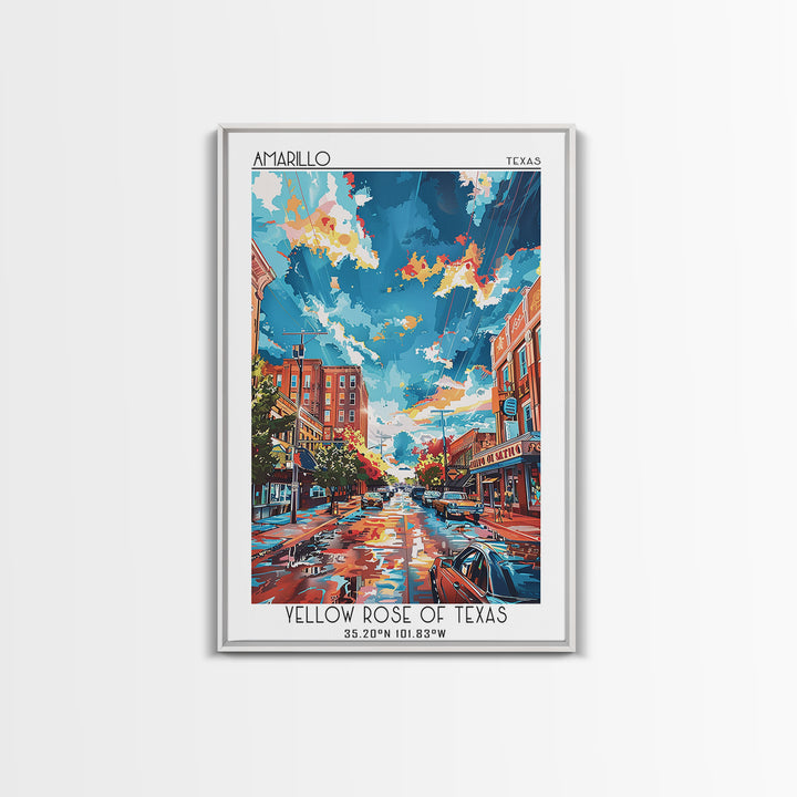 Amarillo Travel Poster, Canvas Print, City Travel Poster, Vintage City Poster, Vintage Travel Print, Travel Wall Art, City Art Print