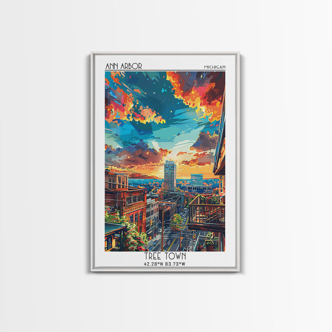 Ann Arbor Travel Poster, Canvas Print, Travel Art Print, Modern Wall Decor, Poster Print, Home Office Decor, Travel Print, Art Print