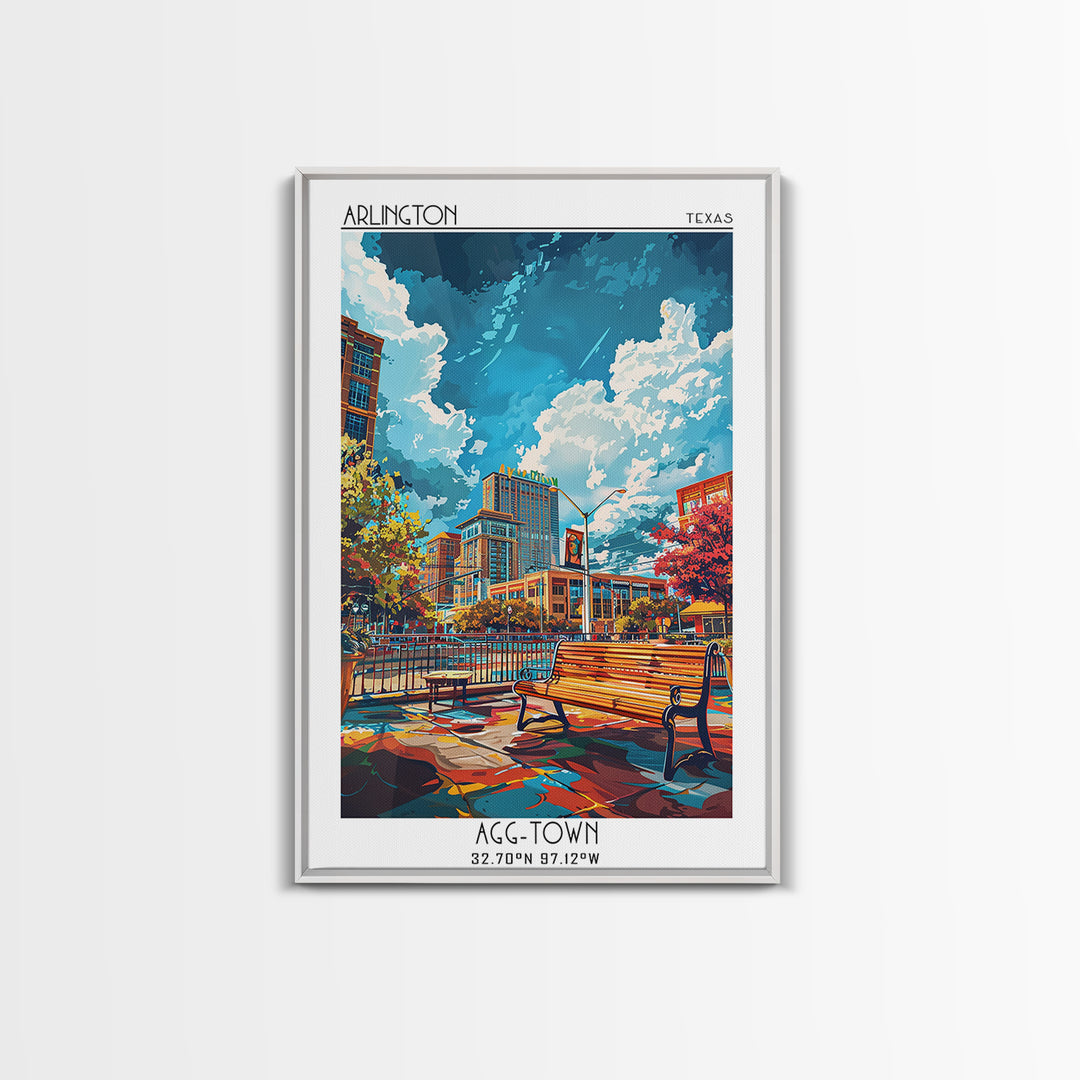 Arlington Travel Poster, Framed Canvas Print, Travel Prints, Landscape Art, Travel Wall Art, Watercolor Cityscape, Travel Wall Decor