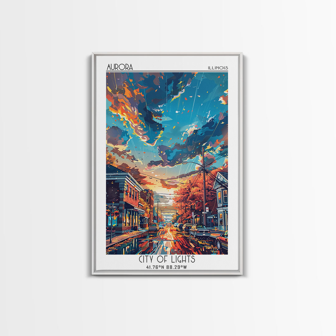 Aurora Illinois Travel Poster, Canvas Print, Travel Prints, Landscape Art, Vintage Travel Art, Vintage Posters, Vintage Travel Print