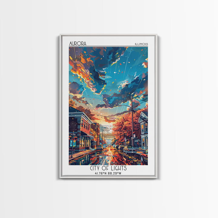 Aurora Illinois Travel Poster, Canvas Print, Travel Prints, Landscape Art, Vintage Travel Art, Vintage Posters, Vintage Travel Print