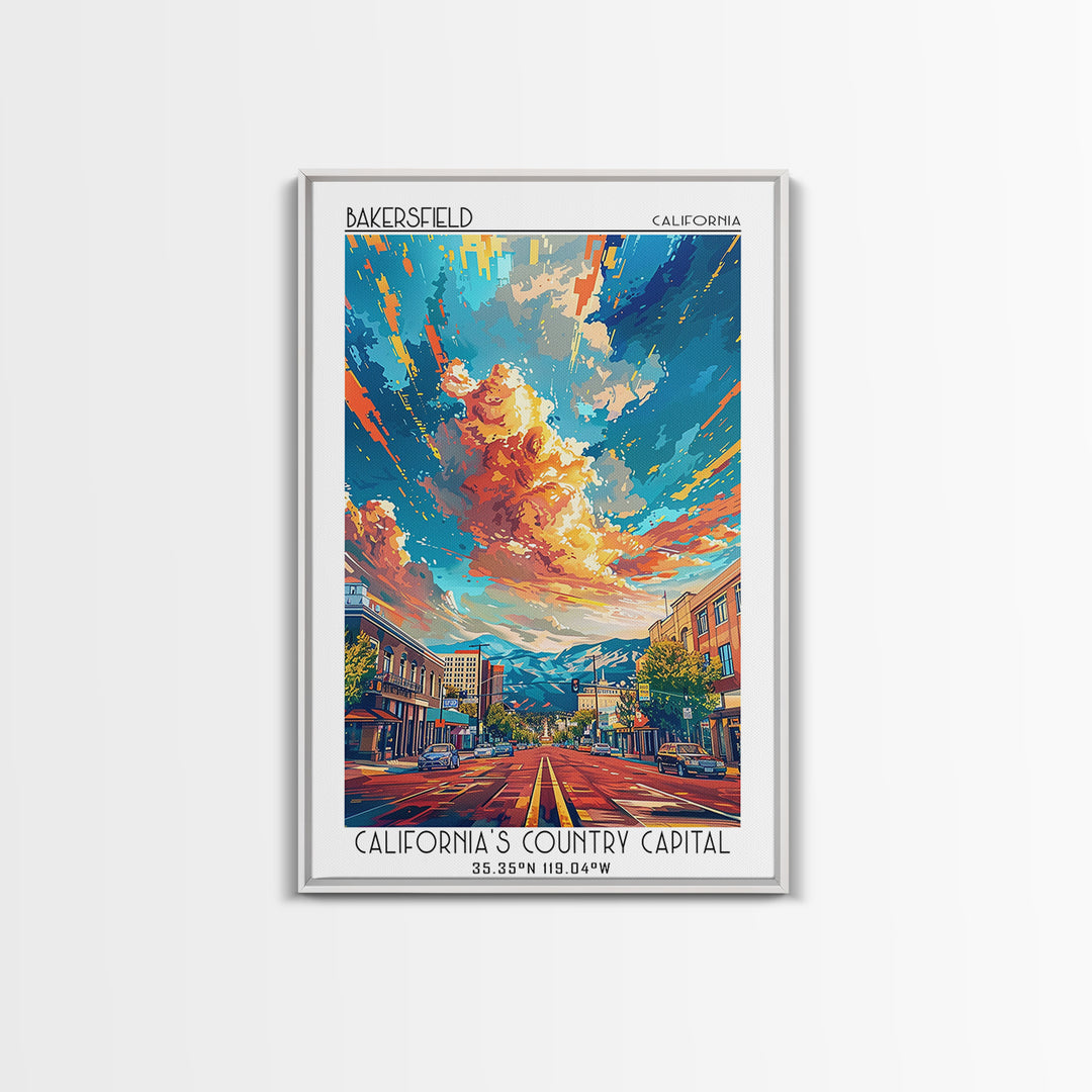 Bakersfield Travel Poster, Canvas Print, Retro Wall Art, Travel Print, Vintage Travel Print, Vintage Travel Art, Vintage City Poster