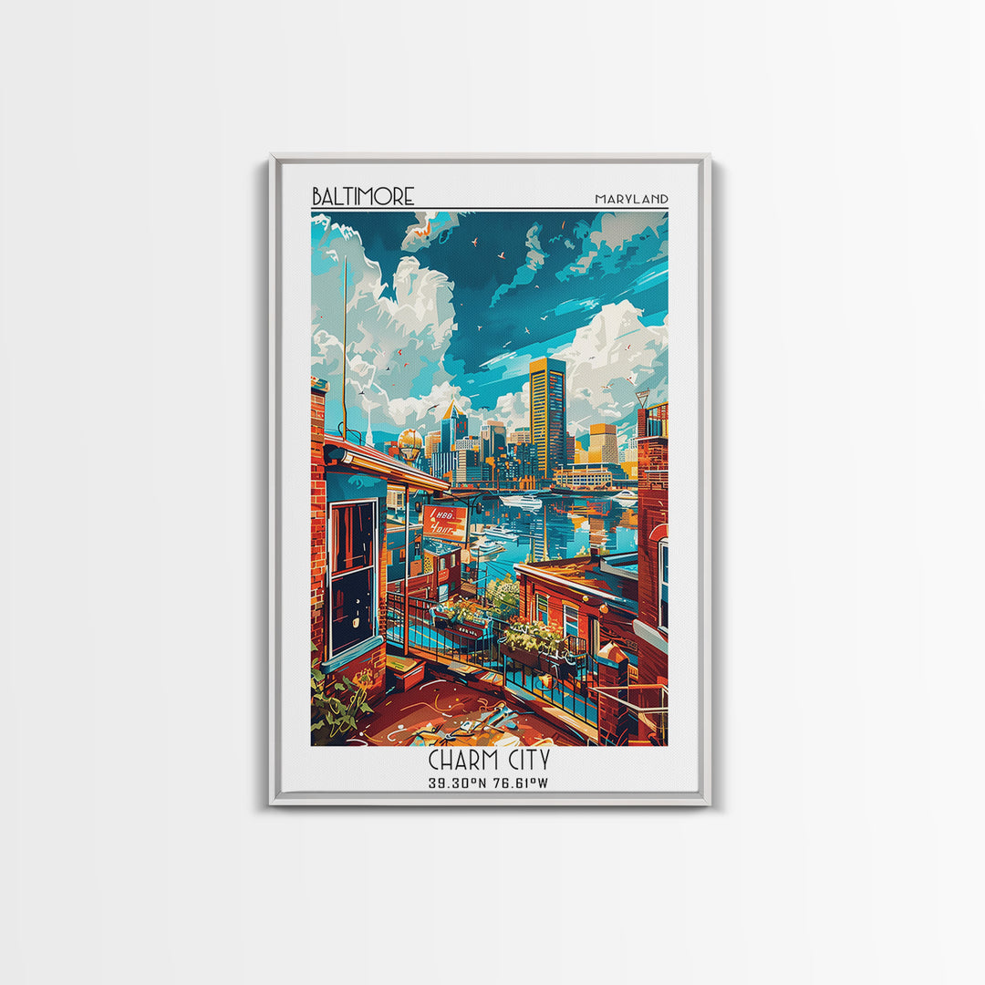 Baltimore Travel Poster, Canvas Print, Travel Wall Decor, Minimalist Poster, Wall Art, Landscape Art, Poster Art, Retro Travel Print