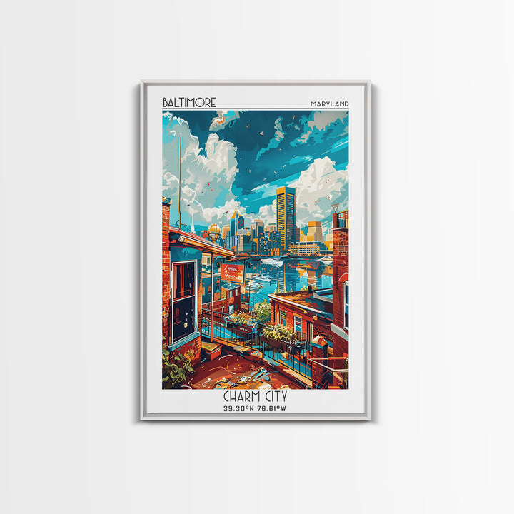 Baltimore Travel Poster, Canvas Print, Travel Wall Decor, Minimalist Poster, Wall Art, Landscape Art, Poster Art, Retro Travel Print