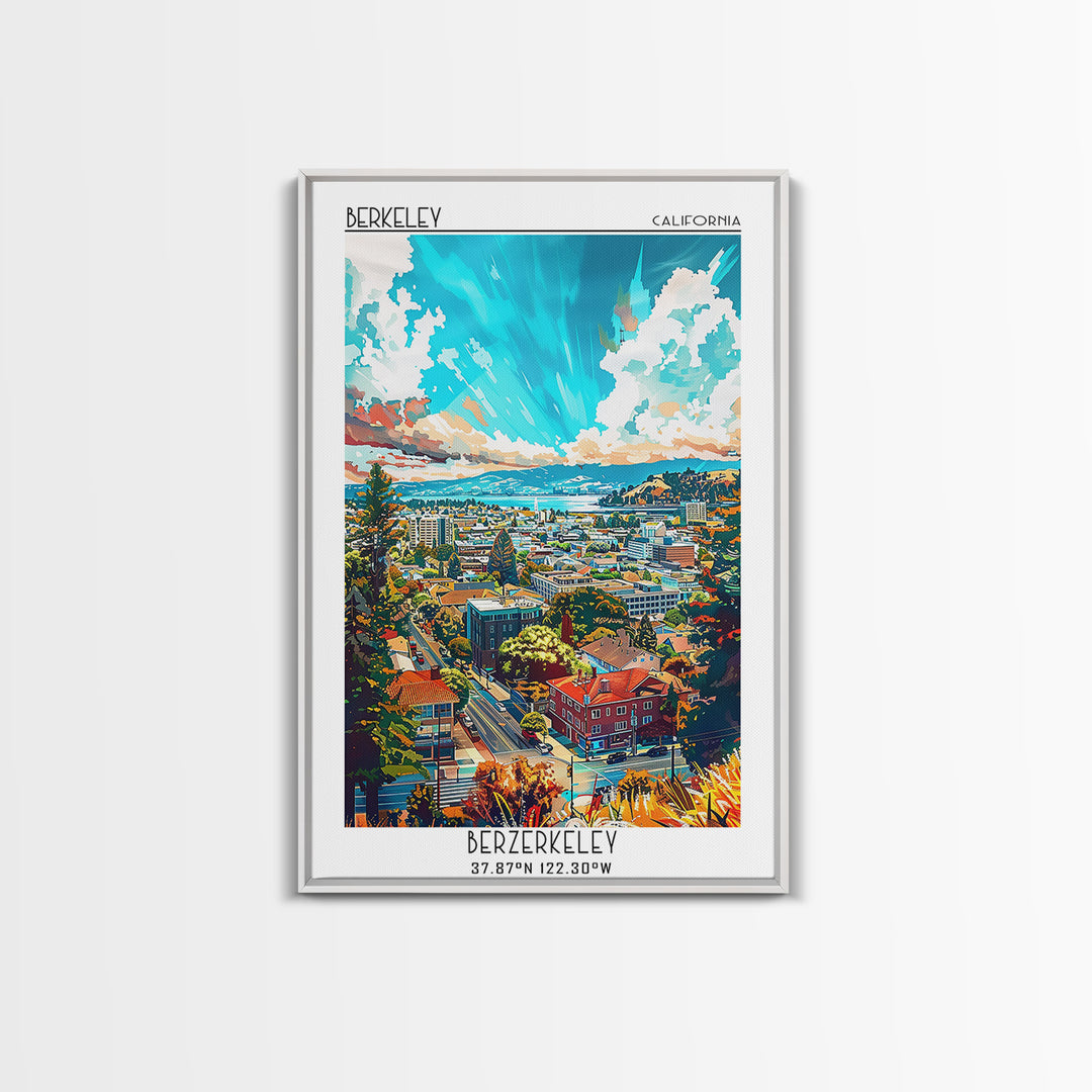 Berkeley Travel Poster, Framed Canvas Print, Vintage Travel Print, City Wall Art, Retro Wall Art, Vintage Travel Art, Vintage Poster