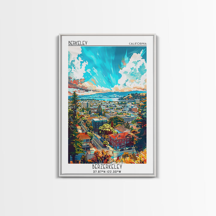 Berkeley Travel Poster, Framed Canvas Print, Vintage Travel Print, City Wall Art, Retro Wall Art, Vintage Travel Art, Vintage Poster