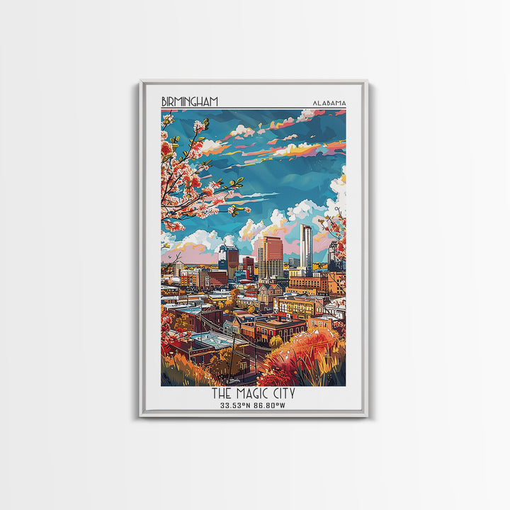 Birmingham Travel Poster, Framed Canvas Print, City Travel Poster, Travel Wall Art, Poster Art, Colorful Wall Art, Minimalist Poster