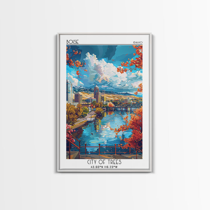 Boise Travel Poster, Canvas Print, City Travel Poster, Vintage City Poster, Vintage Travel Print, Retro Wall Art, Retro Travel Print