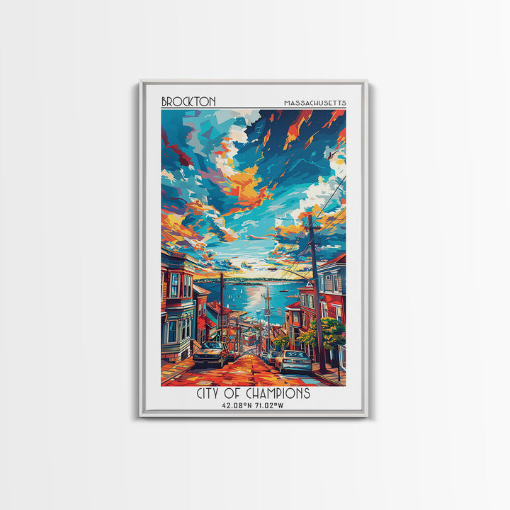 Brockton Travel Poster, Framed Canvas Print, City Travel Poster, Vintage City Poster, Wanderlust Gift, Travel Prints, Fine Art Print