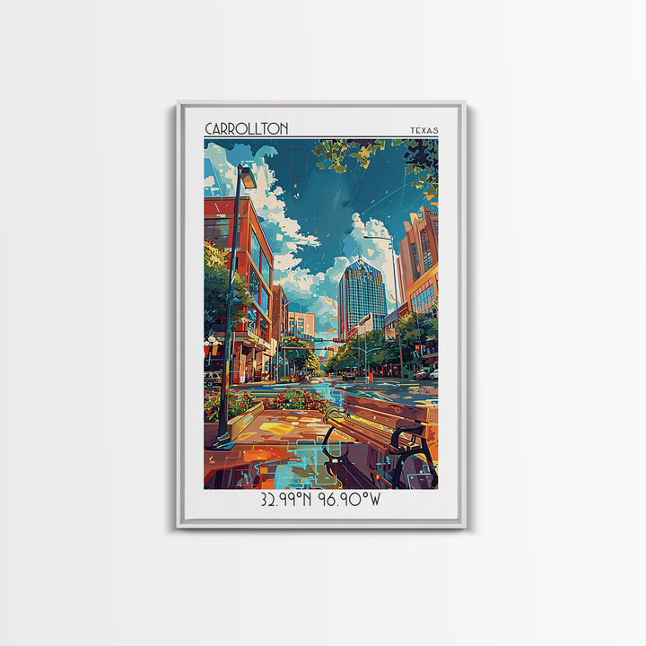 Carrollton Travel Poster, Framed Canvas Print, Retro Wall Art, Travel Print, City Art Print, Mid Century Wall Art, Home Office Decor