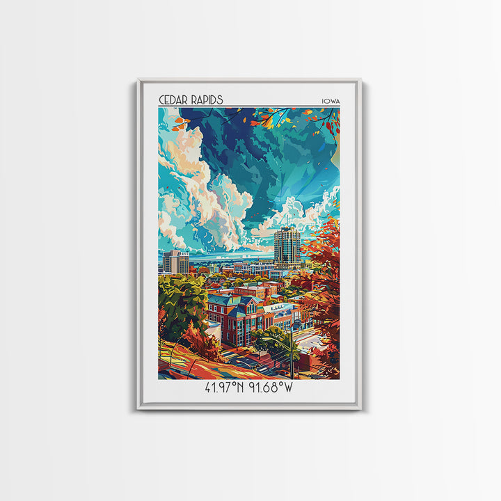 Cedar Rapids Travel Poster, Canvas Print, Travel Wall Decor, Minimalist Poster, Mid Century Wall Art, Retro Travel Print, Home Decor