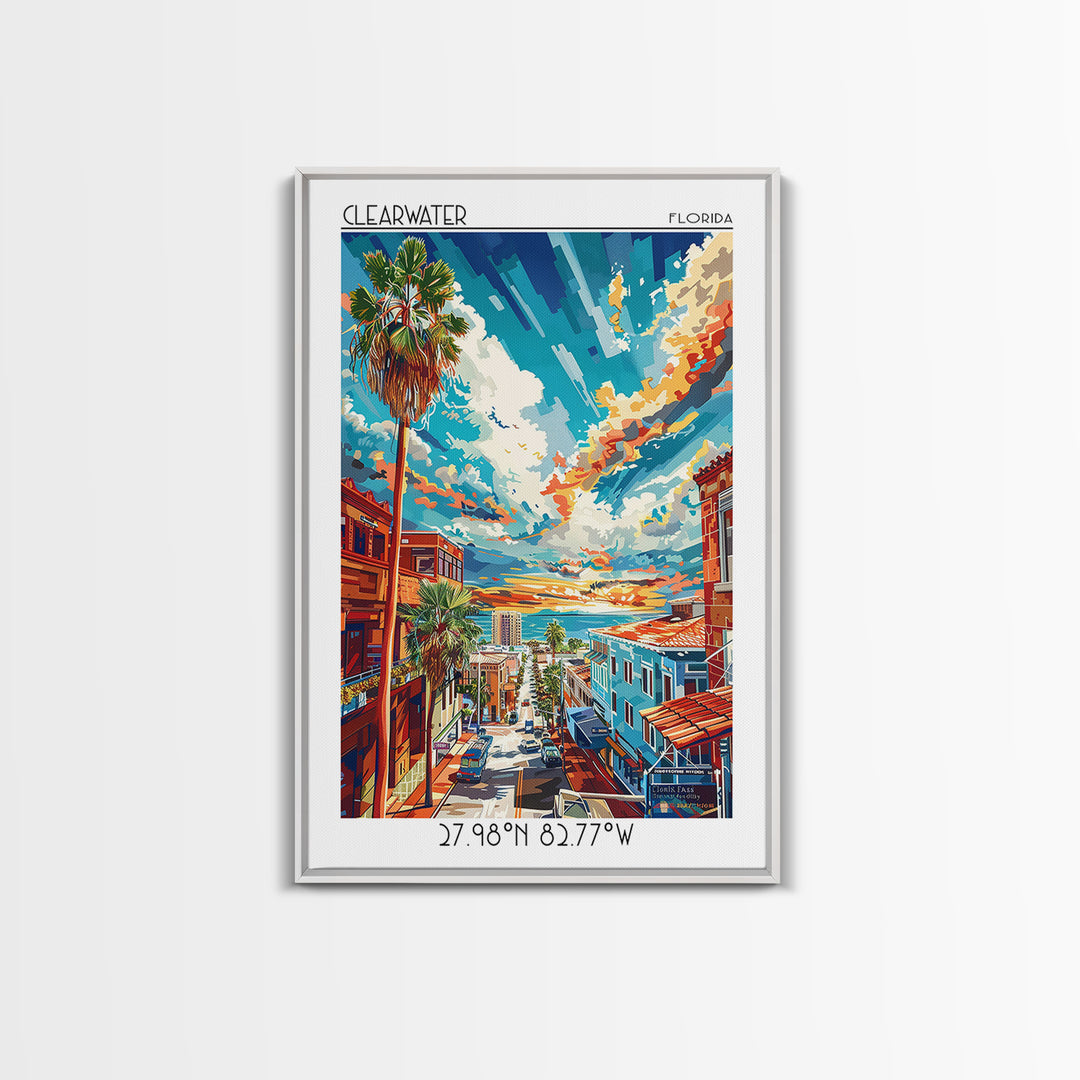 Clearwater Travel Poster, Framed Canvas Print, Poster Print, Travel Wall Art, Travel Posters, Travel Wall Decor, Retro Travel Poster