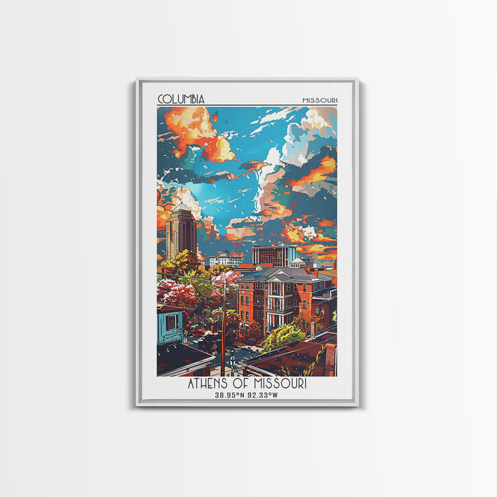 Columbia South Carolina Travel Poster, Canvas Print, City Travel Poster, Vintage City Poster, City Illustration, Retro Travel Poster