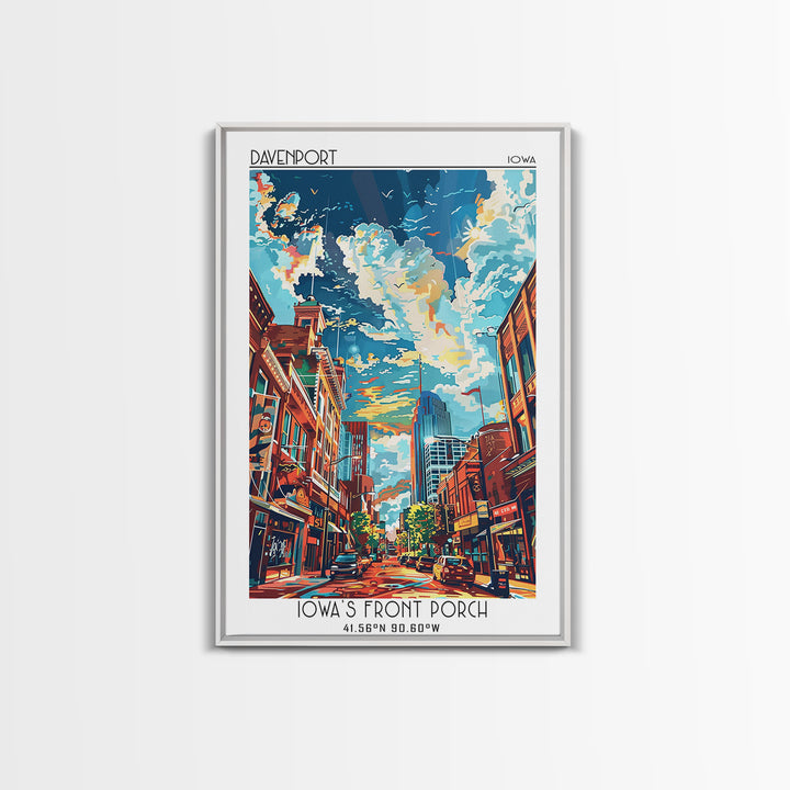 Davenport Travel Poster, Canvas Print, Travel Prints, Landscape Art, Retro Travel Print, City Art Print, Travel Wall Decor, Wall Art