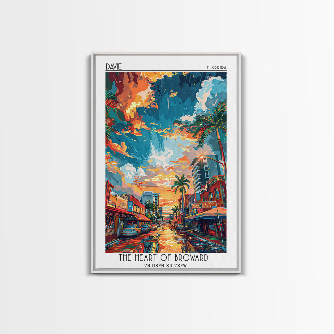 Davie Travel Poster, Framed Canvas Print, Retro Travel Poster, City Wall Art, Retro Travel Print, City Travel Poster, Retro Wall Art