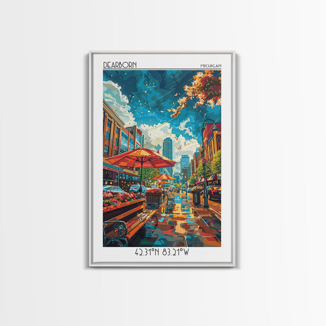 Dearborn Travel Poster, Framed Canvas Print, City Travel Poster, Travel Wall Art, Landscape Art, Gallery Wall Set, Minimalist Poster