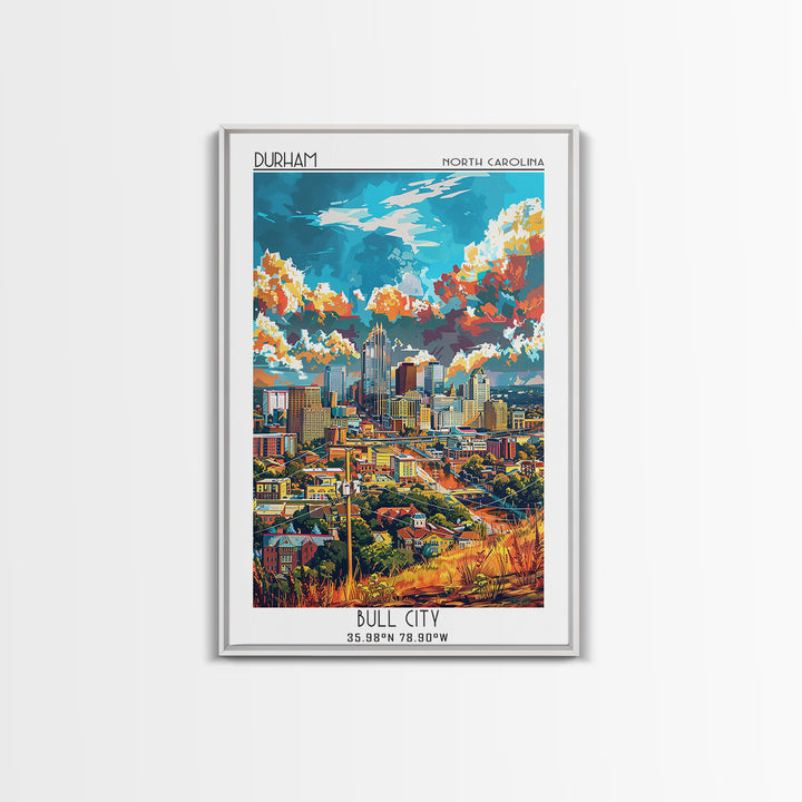 Durham Travel Poster, Framed Canvas Print, Retro Travel Poster, City Wall Art, Retro Travel Print, Vintage Travel, Minimalist Poster