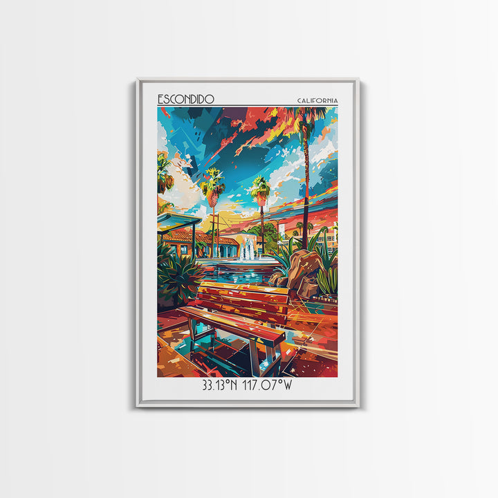 Escondido Travel Poster, Framed Canvas Print, Poster Print, Travel Wall Art, Home Office Decor, City Art Print, Living Room Wall Art